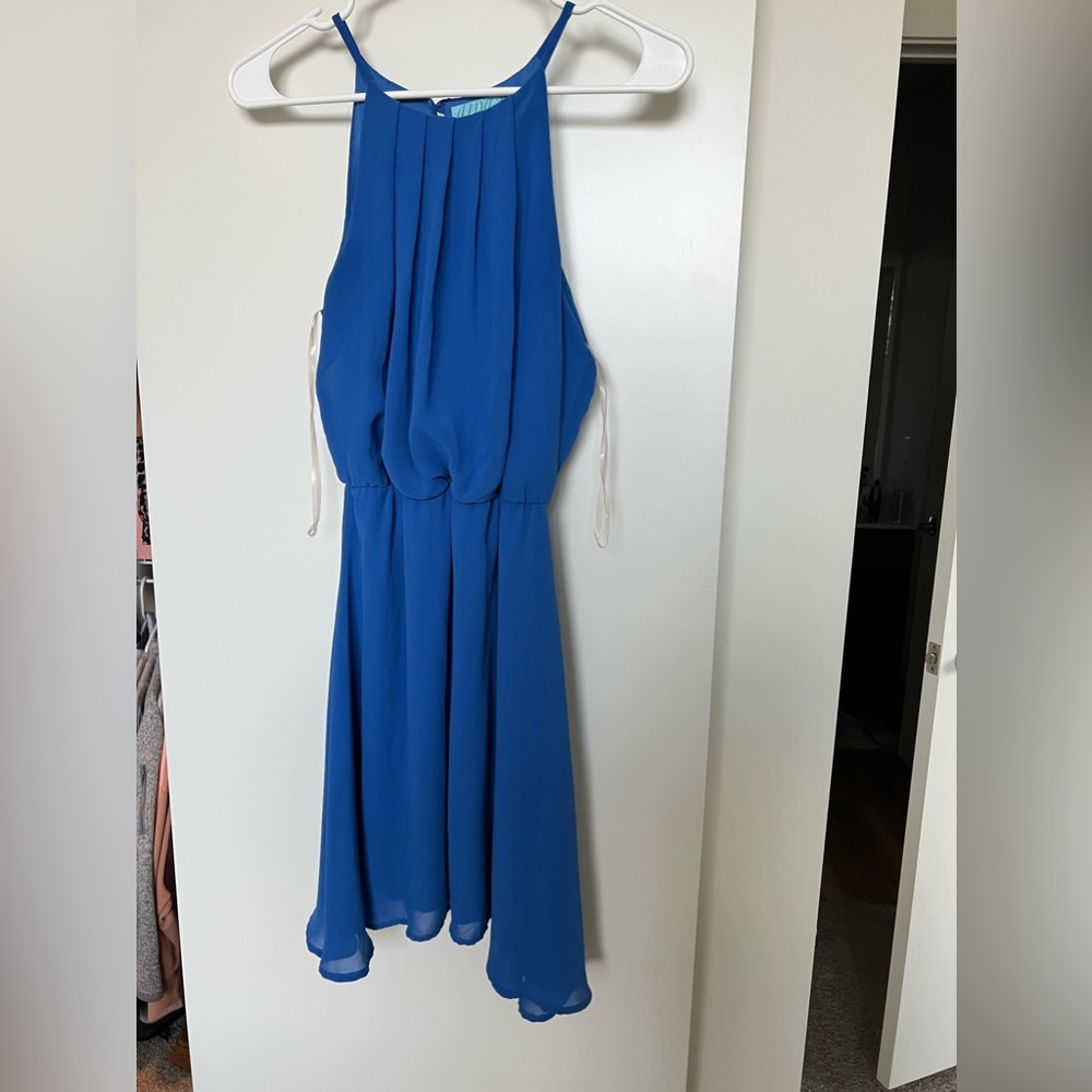 Francesca’s royal blue high neck chiffon dress, pre-loved. 💙